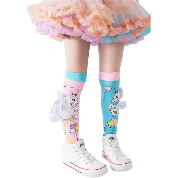 BABWWNIX Chaussettes Hautes Filles Cartoon 3D Wings - Chaussettes Fantaisie Animal Extensibles Pour Enfants