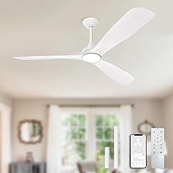 BvenuBigLite White Ceiling Fan with Light: 3 Blades