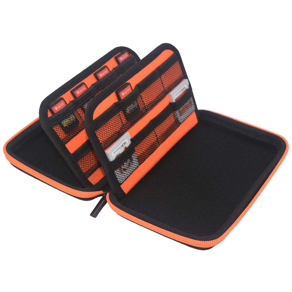 Game Card Storage Holder Hard Case for New Nintendo 3DS, 2DS XL, DS and Nintendo Switch or PS Vita or SD Memory Card - Black/Orange: Video Games