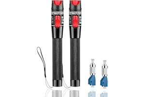 FYBOPTWU - 2pc Fiber Optic Visual Fault Locator VFL Fiber Optic Cable Tester with 2pcs Singlemode 9/125um FC Male to LC Female Adapter, Red Switch (Mode Number: VFL-50)