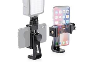 Zeadio Tripod Smartphone Mount, Cell Phone Holder Adapter Clamp with Cold-Shoe Mount, Selfie Stick and Monopod Adjustable Clamp, Fits for All iPhone and Android Smartphones