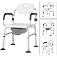 Trondiver Bedside Commode Chair for Elderly, Versatile 3 in 1 Shower Chair with Arms and Back, Raised Toilet Seat with Removable Commode, Adjustable Leg Height, Non-Slip Seat, 400 lbs Capacity