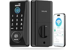 DESLOC Smart Lock D110 Plus, WiFi Fingerprint Smart Front Door Lock with Touchscreen Keypad, App Remote Control, Auto Lock, K