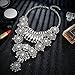 Statement Necklace for Women - Fashion Silver Long Bohemian Indian Jewelry Oxidized Chunky Necklace for Women Big Bib Ethnic Costume Jewelry