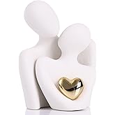 oliruim Mini Couple Statue - Ceramic Romantic Couple in Love Figurines for Decor Bedroom, TV Cabinet, Wedding Valentines Gift, Small Knick Knacks for Home Decor Shelve (4.72" White)