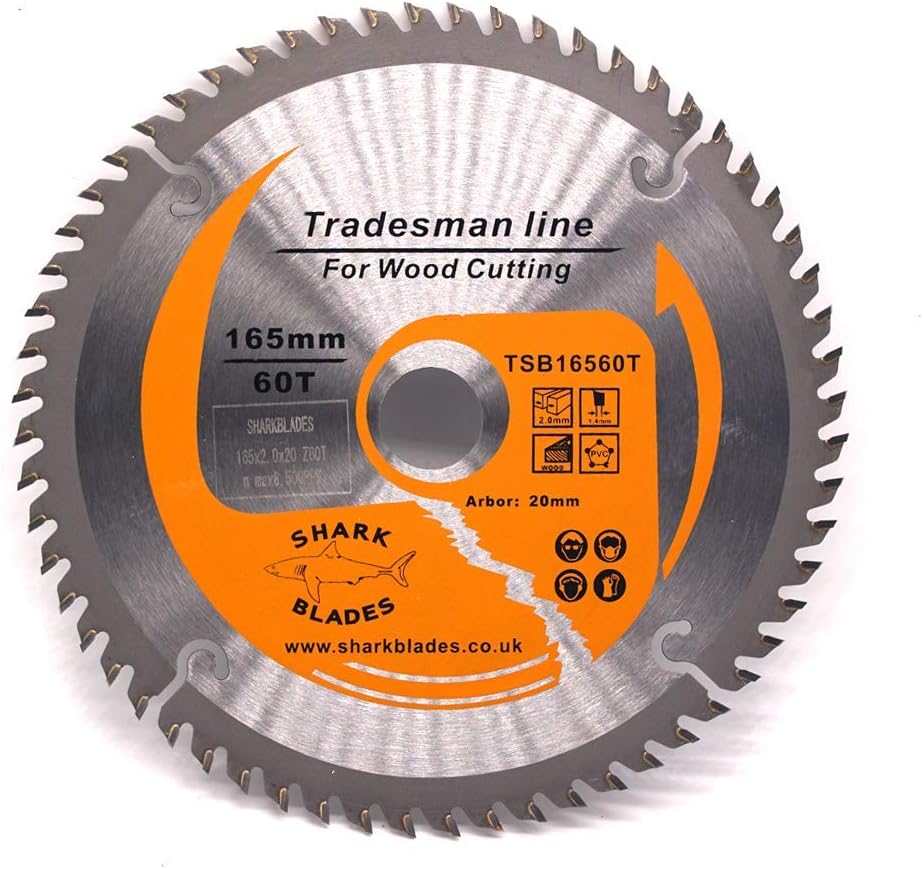 Shark-Blades-TCT-Circular-saw-mitre-blade-165mm-x-60Teeth fits Dewalt Hitachi Bosch