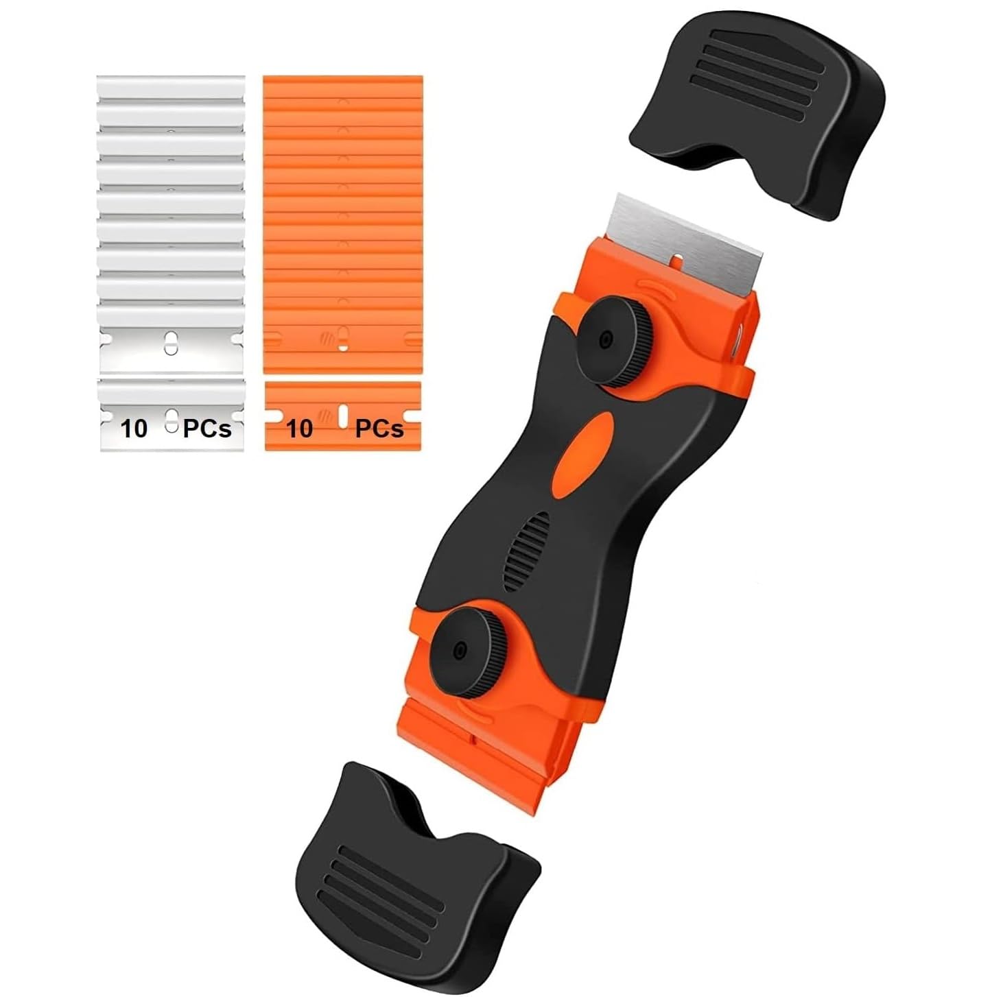 CANOPUS Oven Cleaning Tool Non Scratch with 10 Metal +10 Plastic Blades, Double Edged Razor Blade Scraper, Glass Scraper, Induction, Ceramic Hob Scraper, Cleaning Scraper for Stickers, Decals, Windows