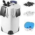 Flexzion Aquarium Canister Filter with 370GPH Flow Rate, UV-C Lamp, Spray Bar, & 3-Stage Media Filtration for up to 100 Gallon Fish Tanks - Ultra-Quiet External Canister Filters for Aquarium