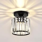ZYDTRIP Crystal Ceiling Light Modern LED Chandelier Black Pendant Fixture