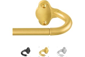 TVWOO Wrap Around Curtain Rods,Gold Curtain Rods 28 to 48 Inch,5/8 Inch Adjustable Blackout Curtain Rod Set,Room Darkening Single Window Rod,Metal Thicken Hidden Curved Drapery Rods 28-48",Brass Gold