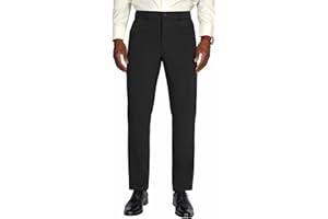 Plaid&Plain Men's 4-Way Flex Stretch Slim Fit Dress Pants