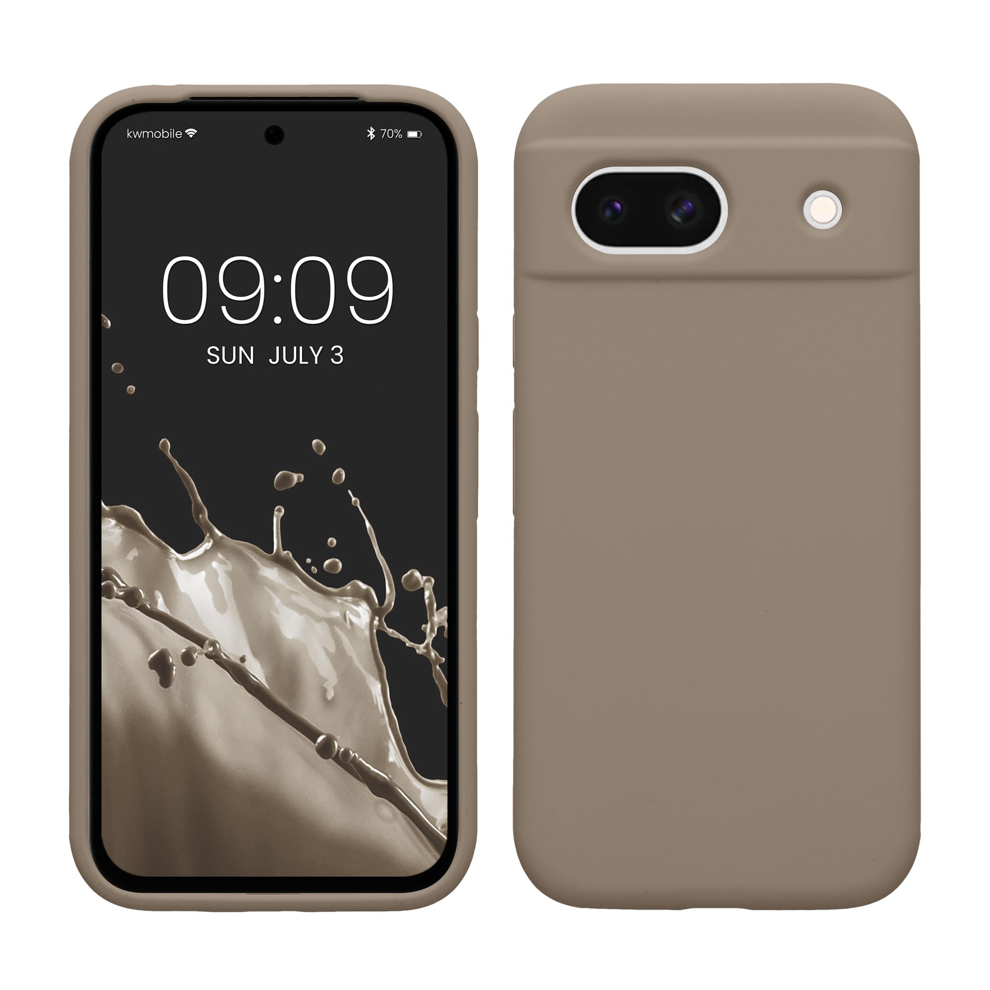 kwmobile Case Compatible with Google Pixel 8a Case - TPU Silicone Phone Cover with Soft Finish - Taupe