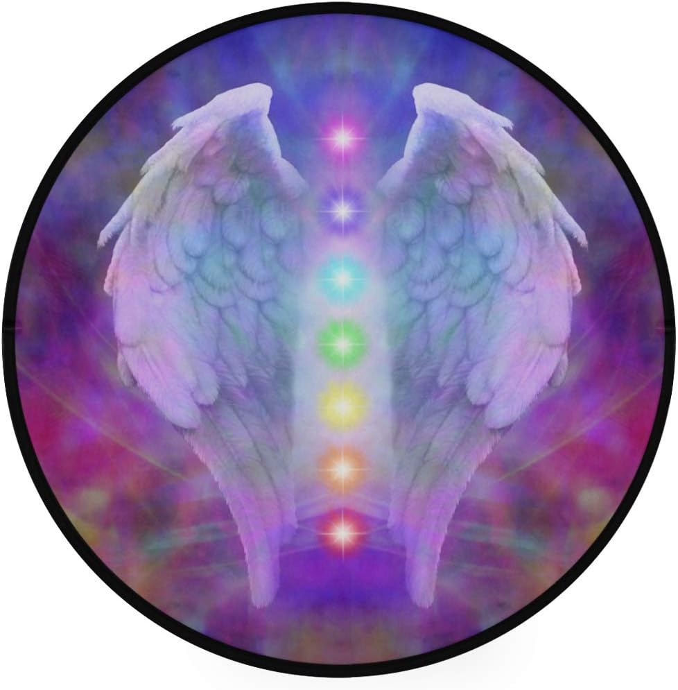 Mnsruu Round Area Rugs, Angel Wings Rugs for Living Room Bedroom 92 cm Diameter