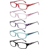 MAEOWN 5 Pack Reading Glasses for Women, Blue Light Blocking Computer Readers, Ease Blurry Vision Dry Eyes Anti UV Glare