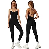 ABOCIW Womens 2 Piece Workout Sets Strappy Crop Tank Corssover High Waist Leggings with Poacket Gym Set Yoga Outfits