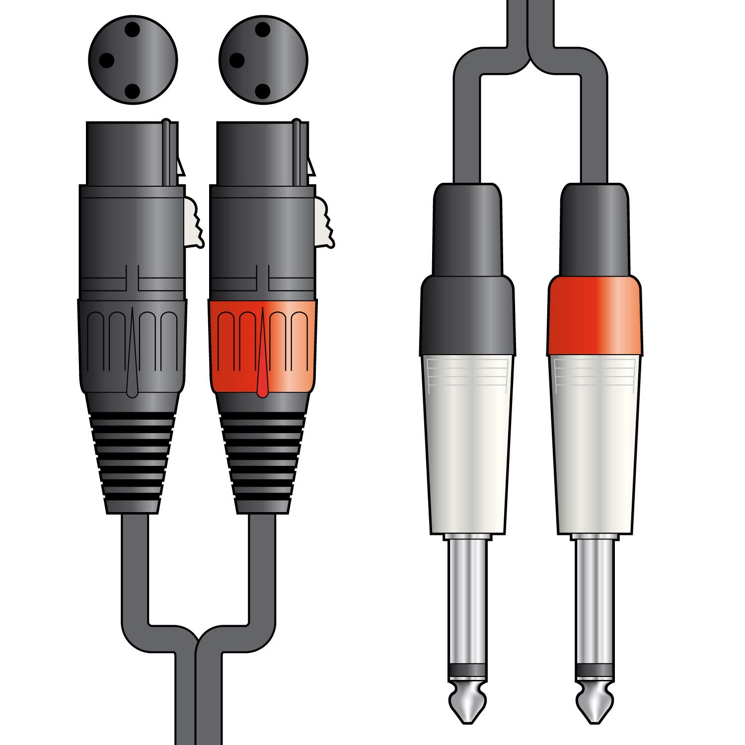 Citronic 2 x XLR Female to 2 x 6.3mm Mono Jack Plugs Classic Audio Lead Durable Shielded Professional-Quality Audio Cables for Reliable Sound 0.75 Metre Black