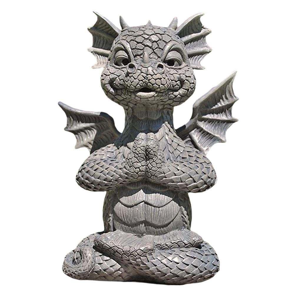 Tianbi Dragon Statue Home Decor, Resin Zen Yoga Dragon Garden Decoration Dragon Buddha Art Sculptures for Outdoor Backyard Porch Decorations, Home Patio Lawn Ornament