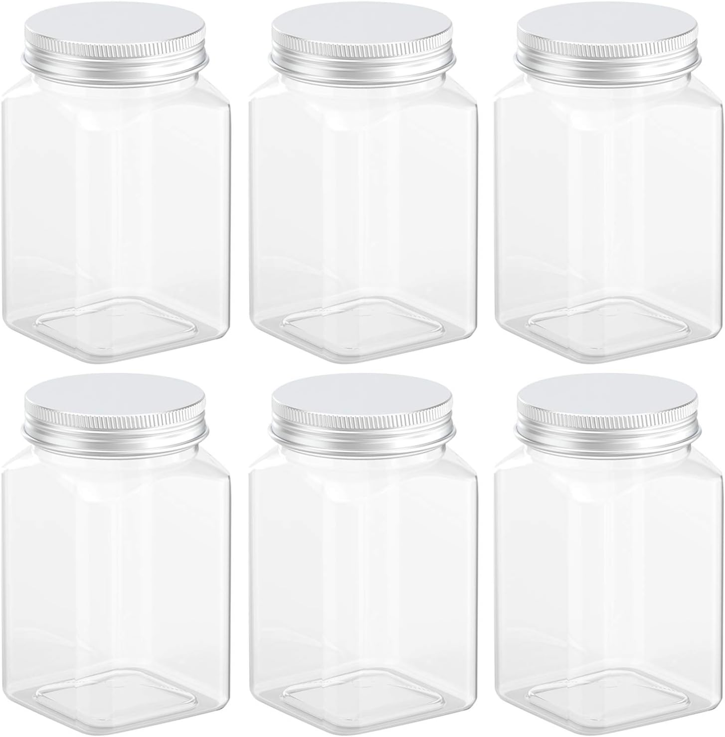 Axe Sickle 12 Ounce Clear Plastic Jars Storage Containers With Lids For Kitchen & Household Storage Airtight Container 6 PCS