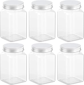 Axe Sickle 12 Ounce Clear Plastic Jars Storage Containers With Lids For Kitchen & Household Storage Airtight Container 6 PCS