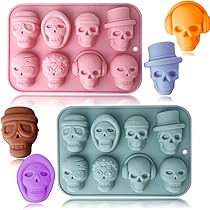Joyeee Halloween Silicone Molds, 40 Cavity Skull with 5 Droppers