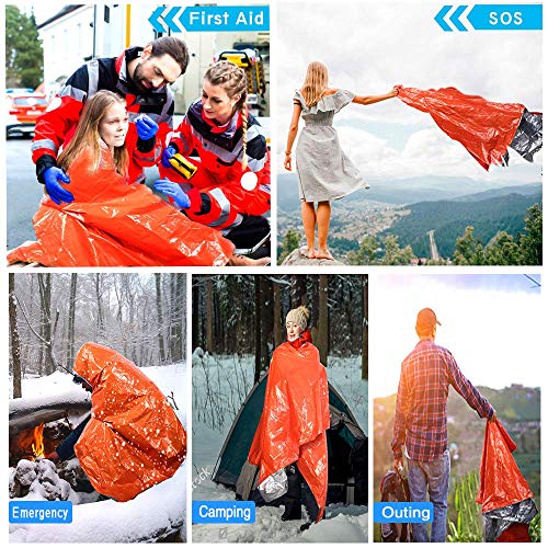Zmoon 4-Pack Emergency Blankets, Extra Large Thermal Mylar Foil Space Blanket for Hiking, Camping, Marathons, First Aid Kits, Bug Out Bag, Outdoor Survival Gear - Thumbnail 6