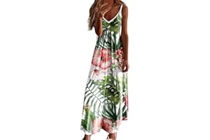 WILLISOS Women's Casual Loose Sundress Long Dress Sleeveless Tie Dye Split Maxi Dresses Summer Beach Dress with Pockets