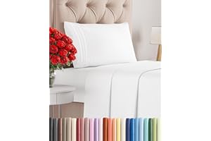 Twin Size 3 Piece Sheet Set - Comfy Breathable & Cooling Sheets - Hotel Luxury Bed Sheets for Women & Men - Deep Pockets, Easy-Fit, Extra Soft and Wrinkle Free Sheets - White Oeko-Tex Bed Sheet Set