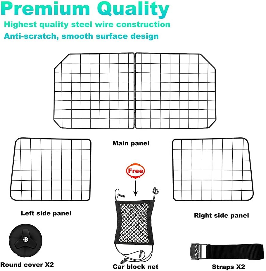 Urban Deco Dog Car Barriers—Heavy Duty Adjustable Wire Pet Cars Barrier with Front Seat Mesh in Black—Safety Travel Dividers Fence for Vehicles, SUV, Cars. : Pet Supplies