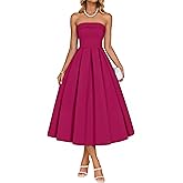 ZESICA Women's Summer Strapless Cocktail Dresses 2026 Elegant Off Shoulder Flowy A Line Wedding Guest Party Midi Dress