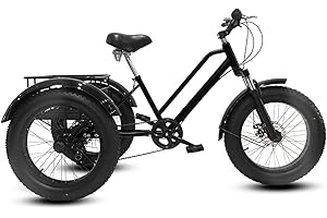 EMYJAY Tricycle for Adults, 3 Wheeled 7-Speed Adult Trikes 20-Inch Fat Tire Men's Women's Tricycles Cruiser Bike, Cargo Baske
