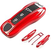 Aojezoor Carmine Key Fob Cover Compatible with Porsche Cayenne 2018-2025 Panamera 2017-2024 911 2019-2023 Taycan 2019-2024 Compatible with Porsche Key Cover