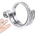 ANCIRS Knitting Crochet Loop Ring for Fingers, Adjustable Crochet Tension Ring, Metal Open Yarn Guide Finger Holders, Knitting Thimbles for Crochet- Silver