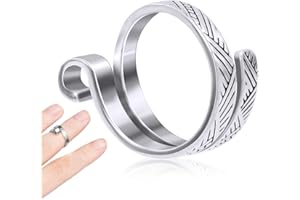 ANCIRS Knitting Crochet Loop Ring for Fingers, Adjustable Crochet Tension Ring, Metal Open Yarn Guide Finger Holders, Knitting Thimbles for Crochet- Silver