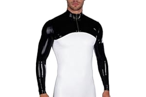 Latex Rubber Long Sleeve Shrug for Men,Black Rubber Arm Sleeves Fashion Stage Catwalk Show Cropped Tops