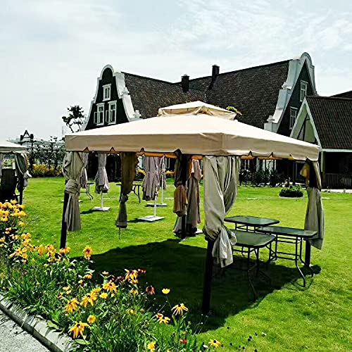 3 x 3 Meter Metall-Pavillon Garten 2-stufige Dachzelt Party Zelt Baldachin Pavillion Patio Shelter mit Netz,Beige – Bild 3
