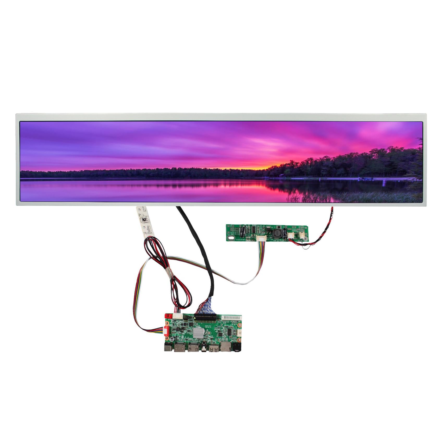 FanyiTek 24 inch 1920x360 DV240FBM-NB0 30pin IPS Stretched Bar LCD Screen and USB SD Audio LVDs Controller Board,for DIY Gaming Marquee Monitor/Supermarket Shelf Display