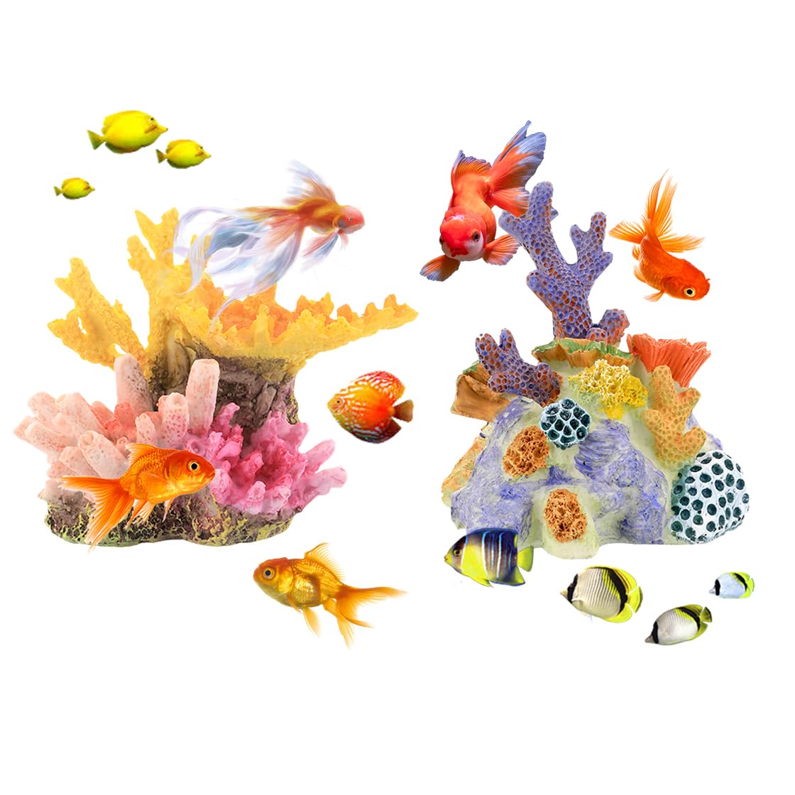HyzaPhix 2PCS Artificial Coral Reef Decorations Realistic Aquarium Plants Colorful Fish Tank Ornament for Fish Tank Accessories, Aquarium Landscape Decor, Resin (coral)