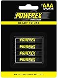 Powerex Precharged Rechargeable AAA NiMH Batteries (1.2V, 1000mAh, Low Self-Discharge) - 4-Pack