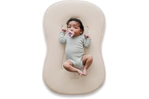 Snuggle Me® Baby Lounger Curve (0-6 Months) - Premium Organic Cotton with Foam Core, Machine-Washable Cover, Buttery-Soft & Breathable Infant Lounger with Travel Bag (30 in x 20 in x 1.9 in) - Natural