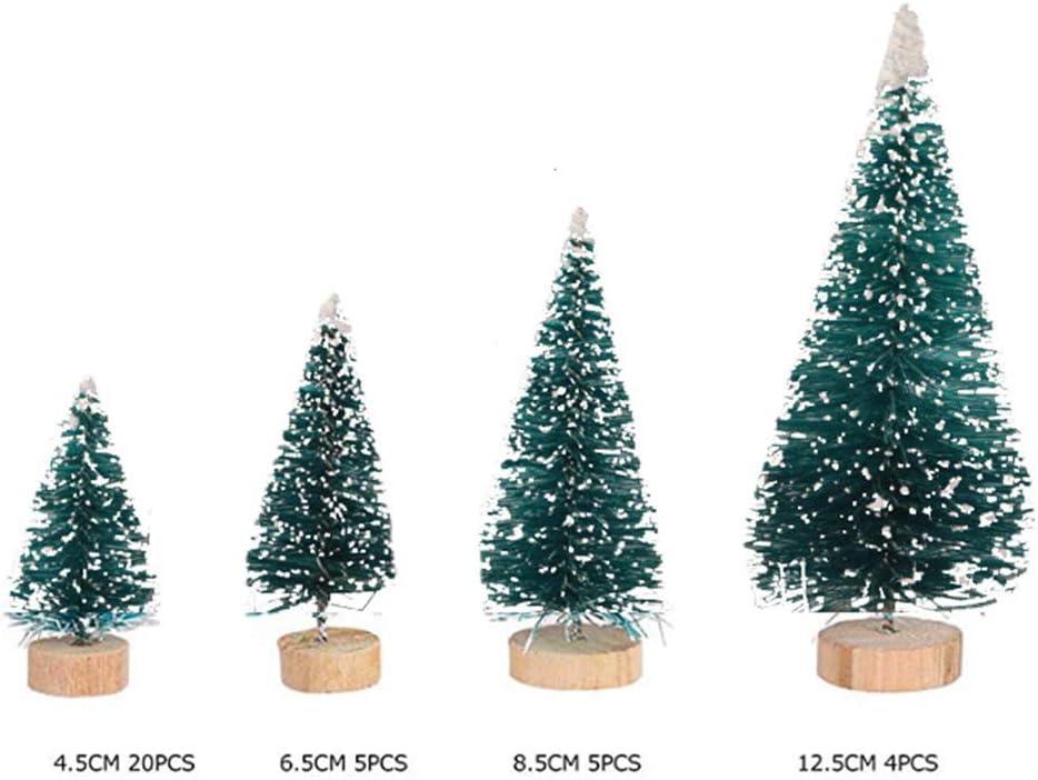 jiulonerst 34pcs Miniature Christmas Trees Bottle Brush Trees Perfect for Village Scene Decorating, Christmas Table Top Decorations