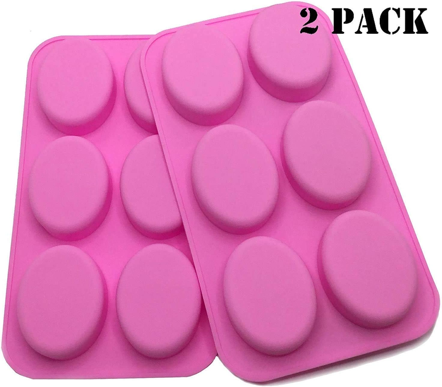Pack of 2 pcs - 6 Cavity Silicone Soap Mold Oval Shape Mold ~ DIY Handmade (for soap, Cake, Chocolate, Ornament Making) ~ Cafolo