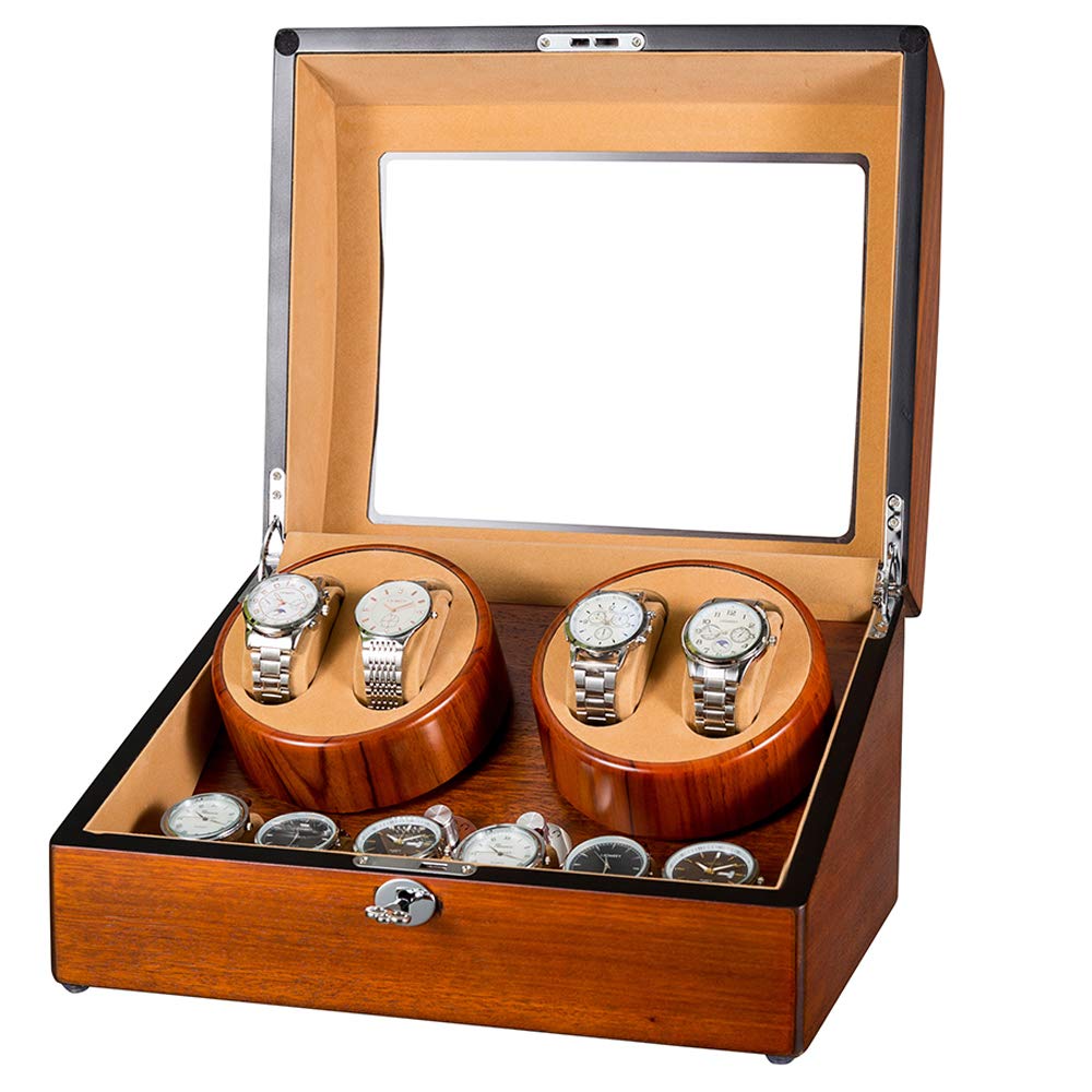 JQUEEN 4 Automatic Watch Winder with 6 Storage Case (Mandshurica)