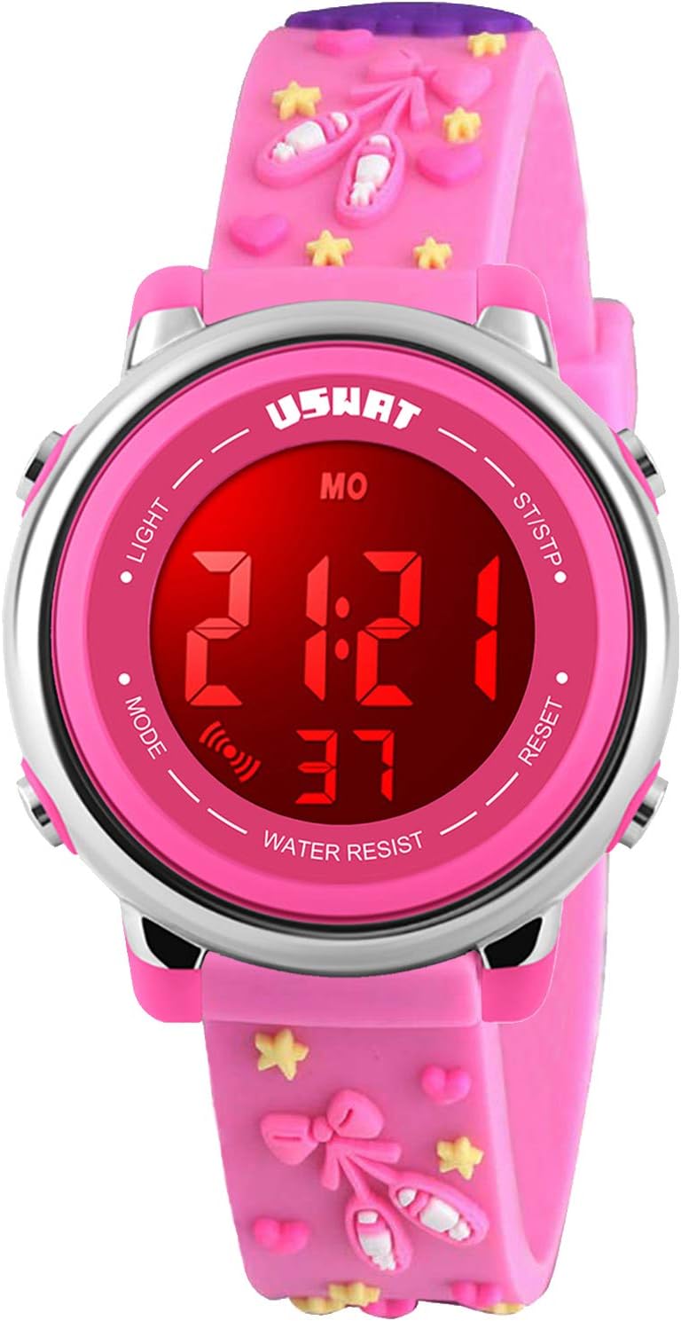 Kids Watch 3D Cartoon Toddler Wrist Digital Watch Waterproof 7 Color Lights with Alarm Stopwatch for 3-10 Year Boys Girls Little Child