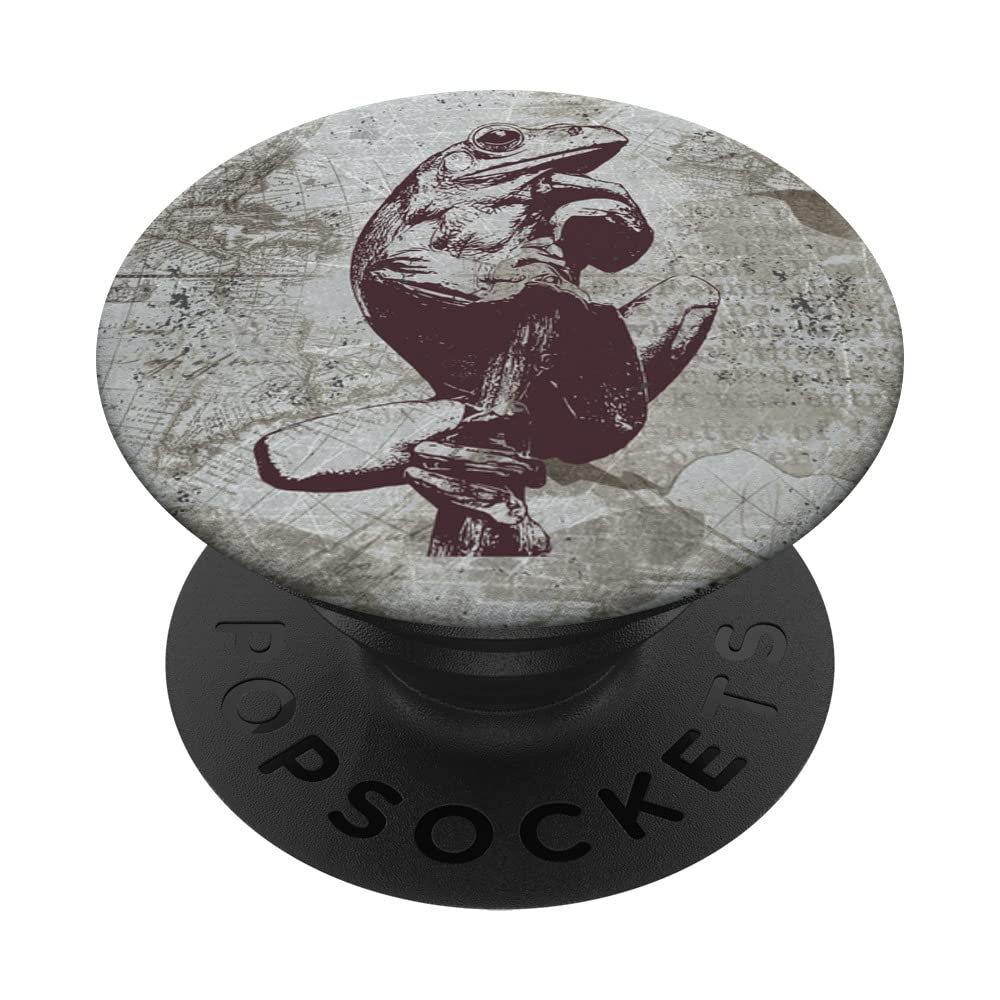 Vintage Frog Old Paper Aesthetic Cottagecore PopSockets Swappable PopGrip