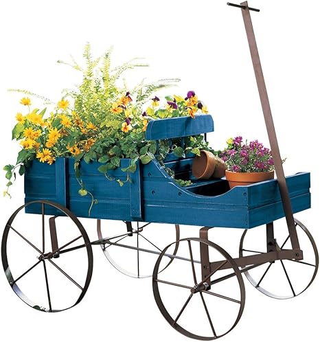 Amish Wagon Decorative Indoor/Outdoor Garden Backyard Planter, Blue best spring home decor Amish Wagon Decorative Indoor/Outdoor Garden Backyard Planter, Blue best spring home decor