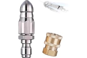 1/4" Quick Connect Stainless Nozzle Set, 2025 New 7 Holes Strong Shot Nozzle, Sewer Jetter Kit for High Pressure Sewer Jetter