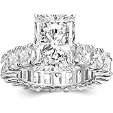 Maxinejewelry 4.5 Carat Radiant Cut Engagement Ring,925 Sterling Silver Promise Ring, 5A Cubic Zirconia Wedding Ring for Women