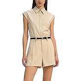 GORGLITTER Women's Dress Pleated Shorts Baggy Wide Leg High Waisted Casual Work Office Trouser Shorts with Belt