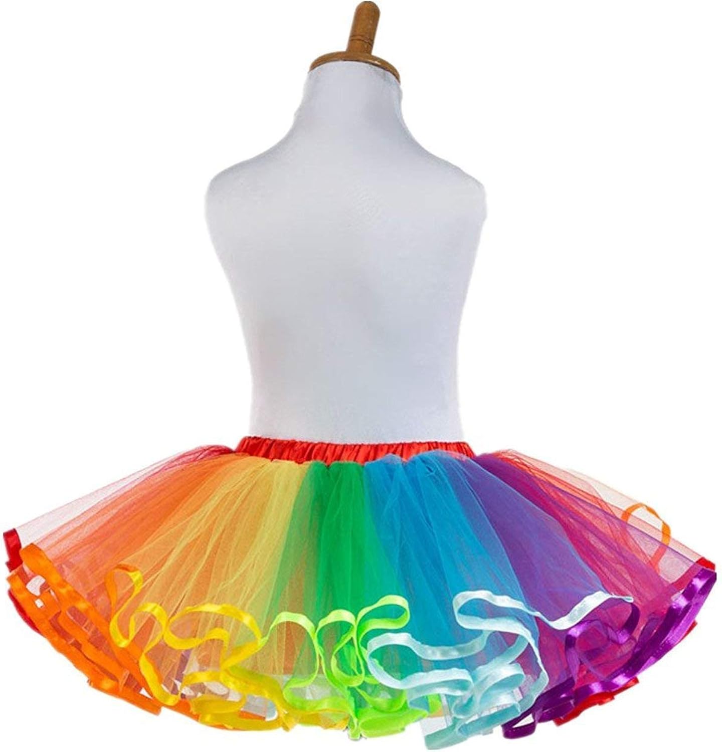 Womens Rainbow Tutu Skirt Layered Tulle Skirt Adult Halloween Costumes: Clothing