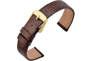 ANNEFIT Women's Leather Watch Band 10mm 12mm 13mm 14mm 15mm 16mm 18mm 20mm, Lizard Grain Slim Thin Replacement Strap